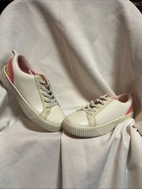 Carter's Other - Girls Casual Cream Sneakers with pink and rainbow Accent